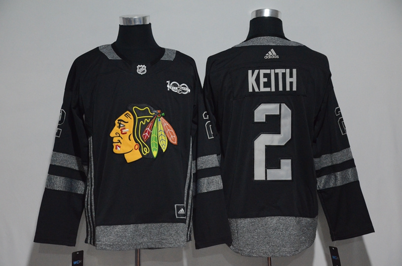 NHL Chicago Blackhawks #2 Keith Black 1917-2017 100th Anniversary Stitched Jersey